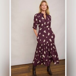 Wyse plum Floral Purple Midi Dress 2 R